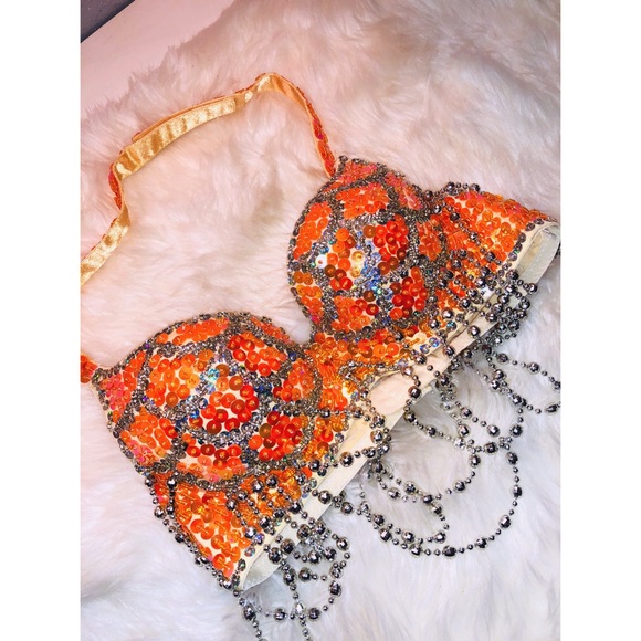 Costume Other - Orange Custom Bling Push Up Bra✨ 34B